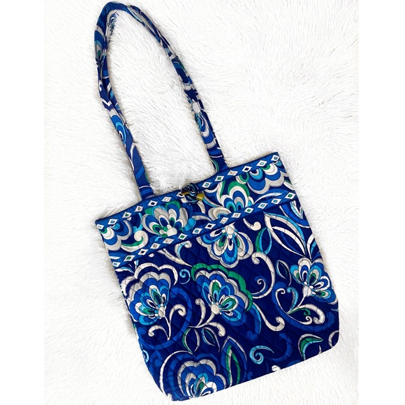 Vera Bradley Handbags - Vera Bradley Quilted Tote Bag with Toggle Closure – Mediterranean Blue